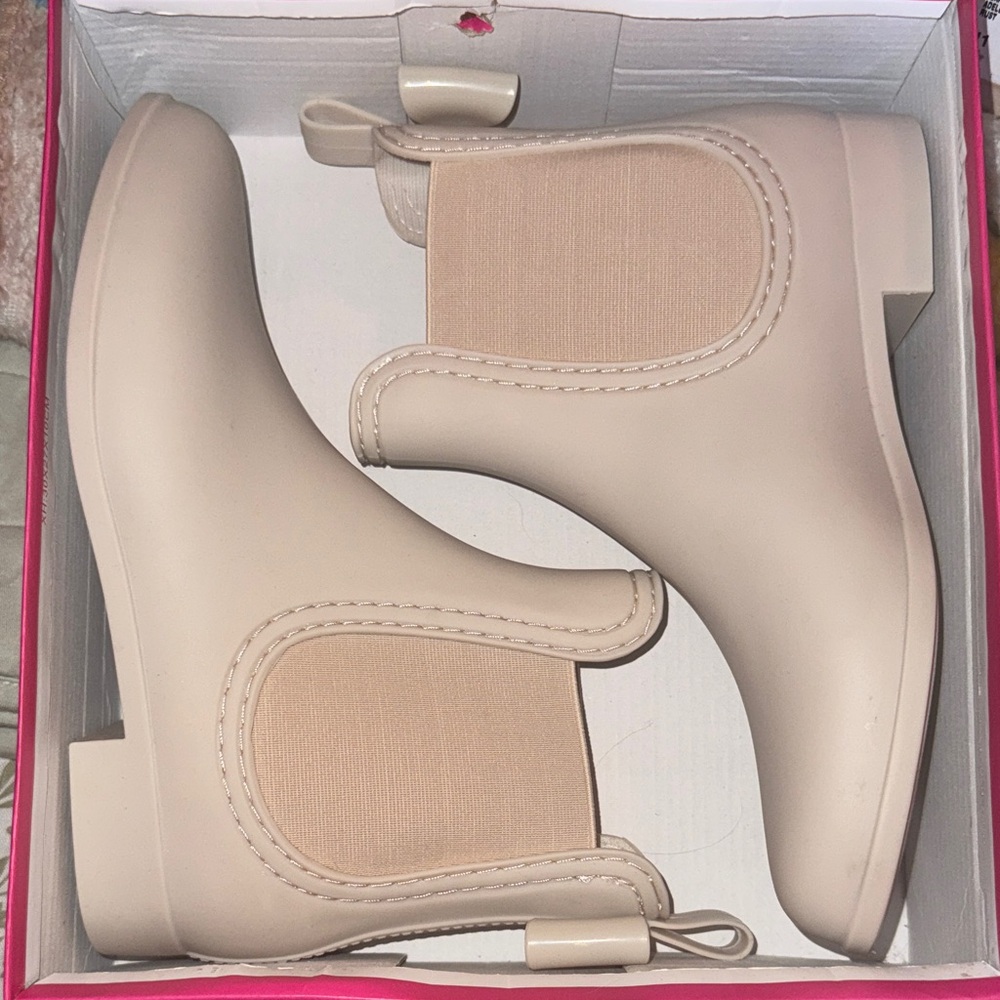 Beige Ankle Rain Boots